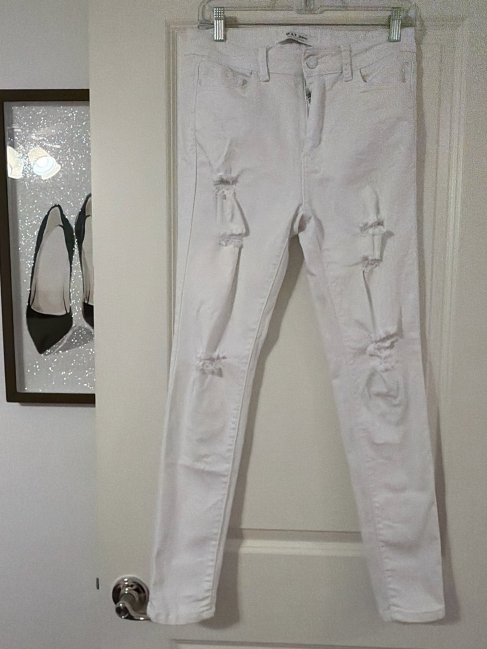 Wax Jean White Distressed Skinny Jeans